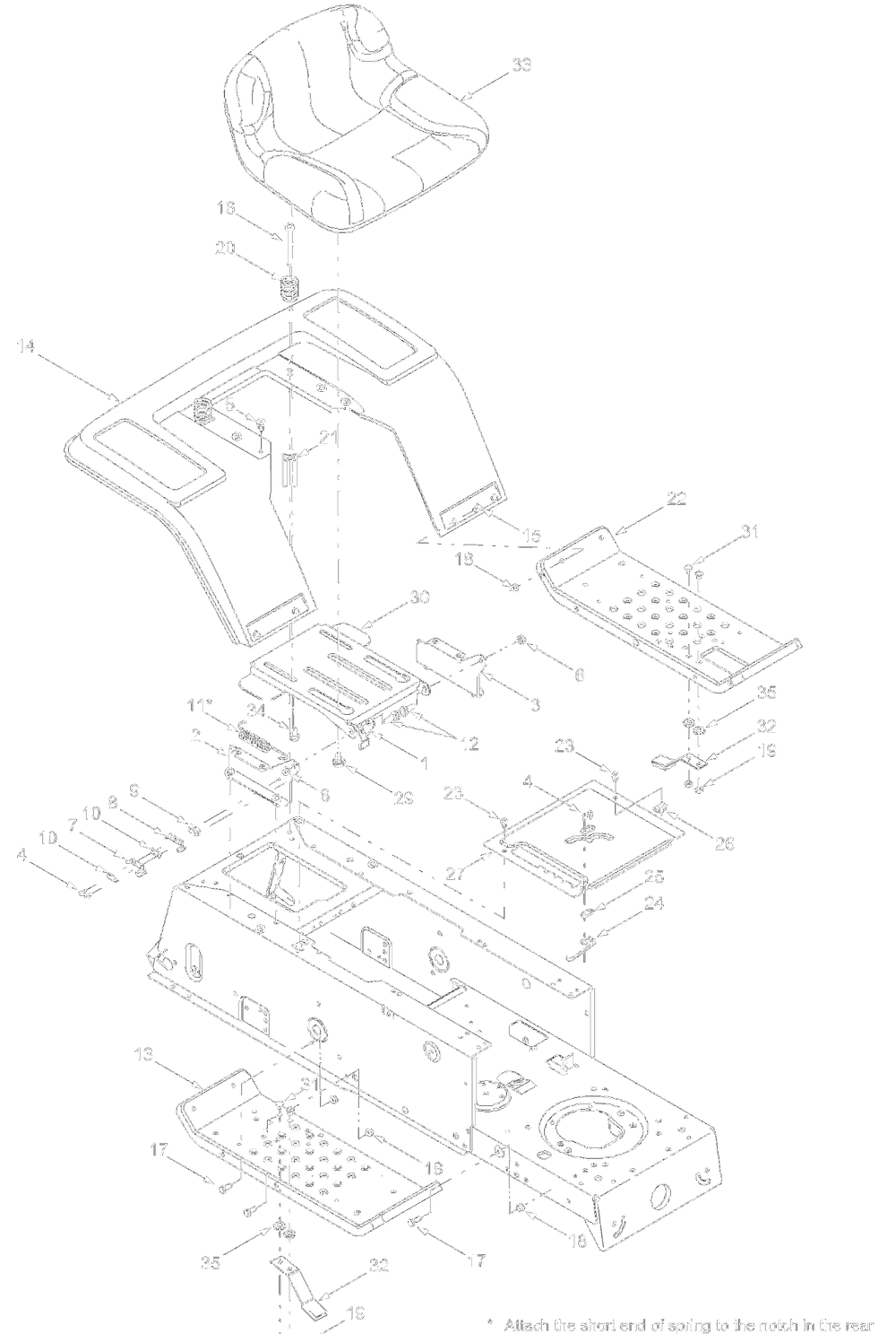 Seat, Fender Assembly Diagram and Parts List for 13AC650F700 2004 Yard Machines Lawn Tractor